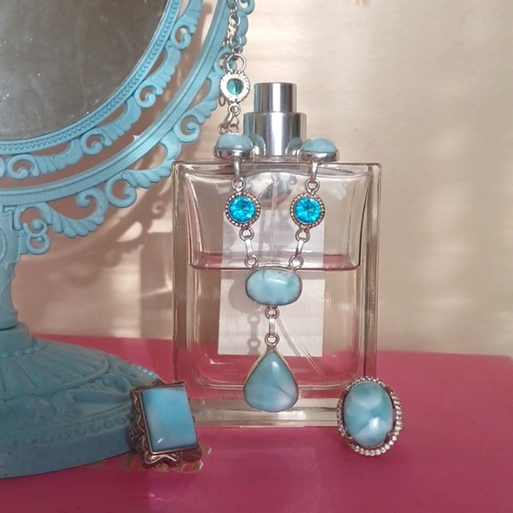 Larimar,blue topaz,station necklace! - Picture 6 of 8